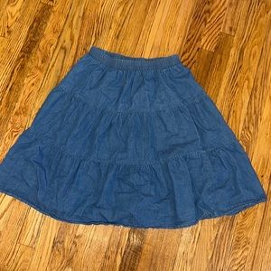 Denim Banded Skirt with 3 tiers A-line